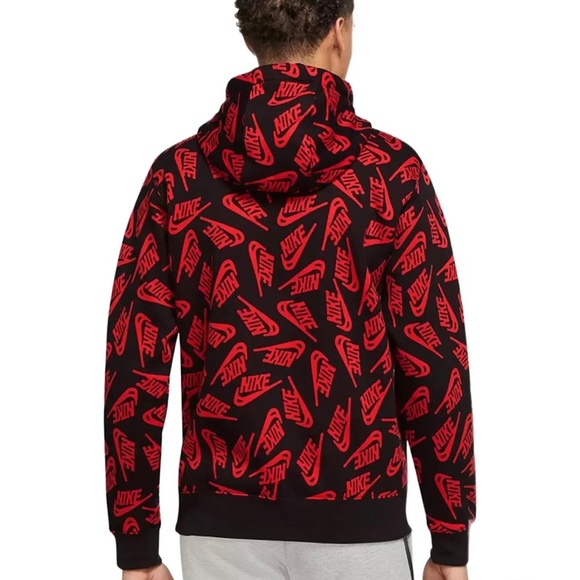Nike Men’s Hoodie All Over Print Swoosh Red - Picture 2 of 9